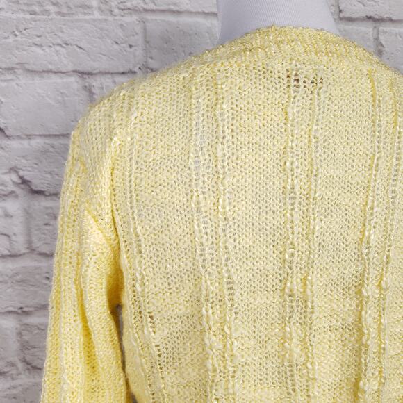 Vintage 80s Yellow Loose Knit Boatneck Sweater - Picture 10 of 14